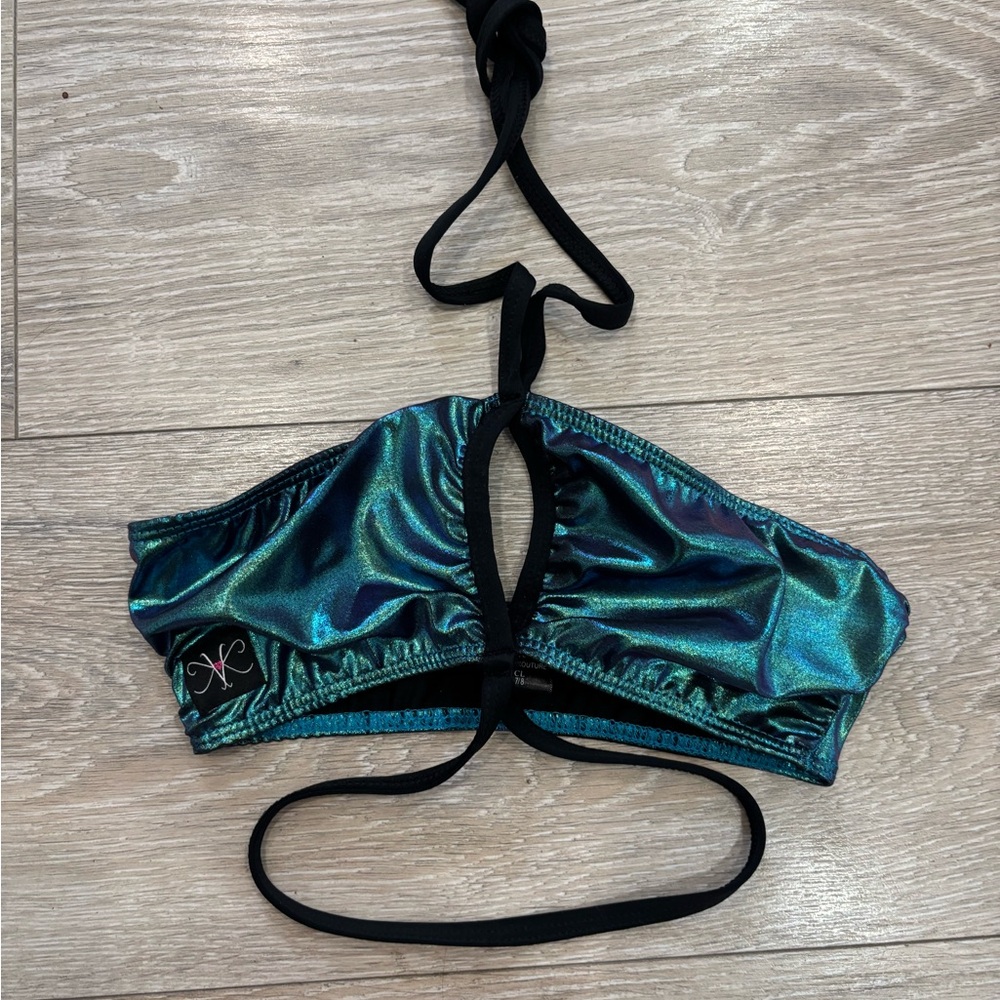 Kandi Kouture Bandeau Teal Halter Dance Top